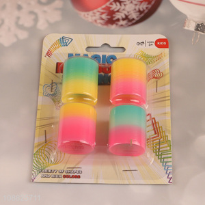 Wholesale 4pcs rainbow spring plastic coil fidget <em>toy</em> for kids