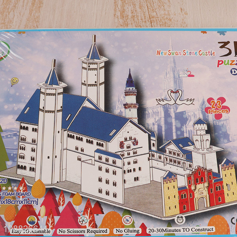 Wholesale 23 Pieces 3D Puzzle New Swan Stone Castle Puzzle for Kids