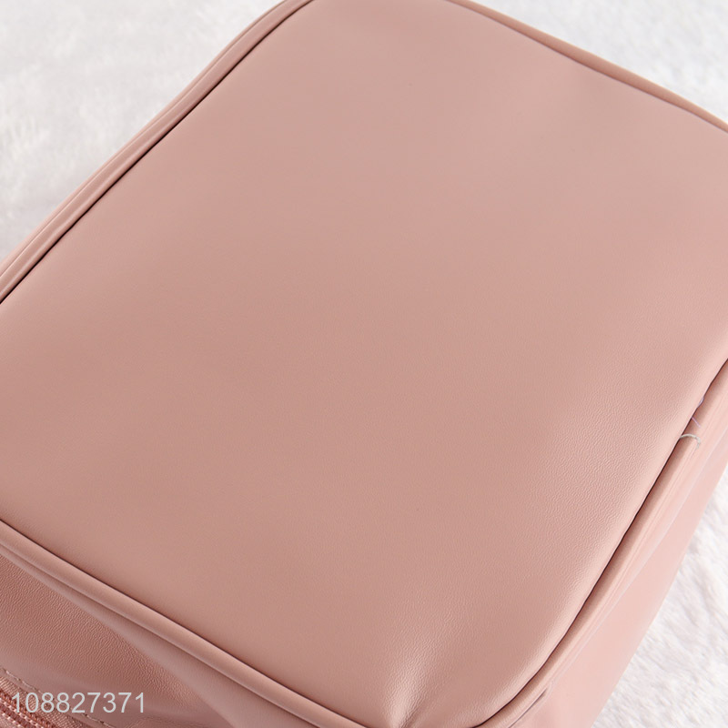 Good quality portable pink makeup bag cosmetic bag with zipper