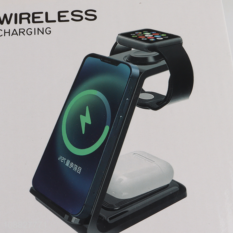 High quality 3 in 1 wireless fast charger stand for iPhone & Samsung