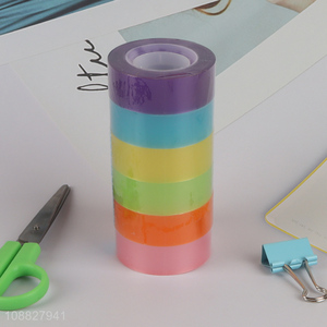 Hot selling 6pcs rainbow self adhesive tapes <em>stationery</em> tapes