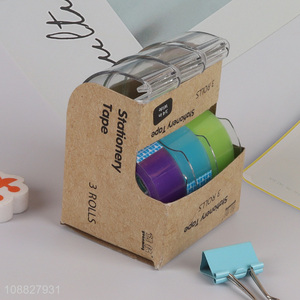 Good quality 3 rolls colorful <em>stationery</em> tapes with 3 dispensers