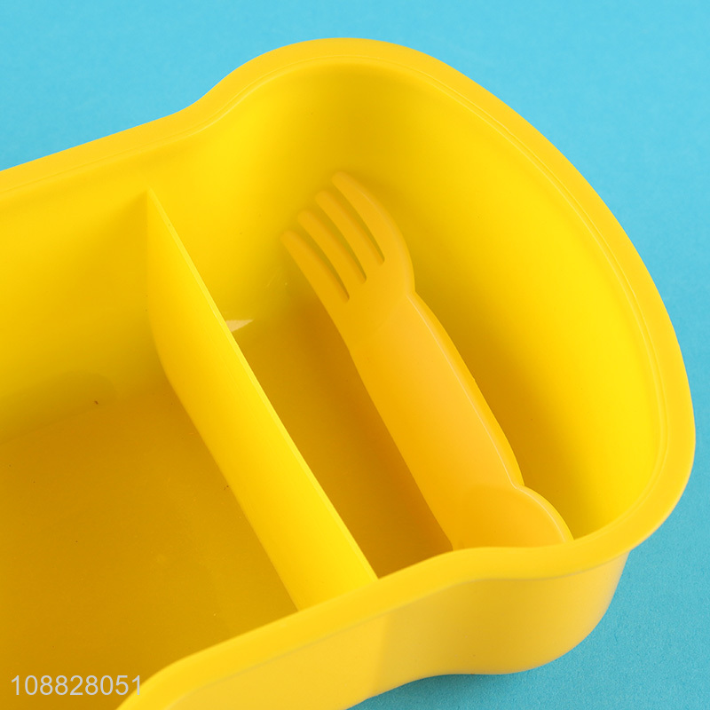 Hot items cartoon kids plastic lunch box with fork and spoon