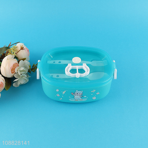 China supplier plastic children lunch box with fork and <em>spoon</em>