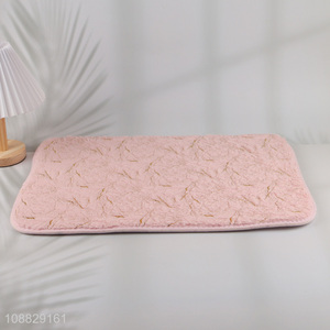 Wholesale non-slip absorbent gold stamping fluffy bath rugs for bathroom