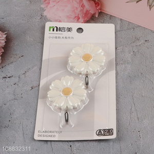 Popular product 2pcs flower shaped wall hanging hooks sticky hooks