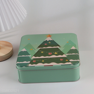 Hot selling square metal tin <em>cans</em> Christmas cookie <em>cans</em> with lid