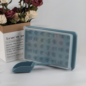 Hot selling plastic ice cube tray with lid and bin for freezer