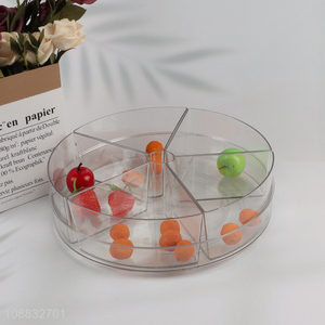 Wholesale round clear divided serving tray for candy snacks nuts