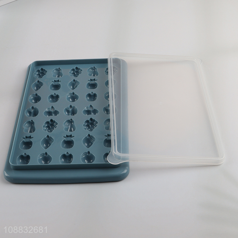 Hot selling plastic ice cube tray with lid and bin for freezer