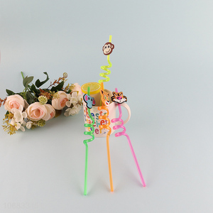 Hot sale cartoon animal series 4pcs drinking straw