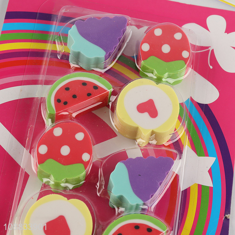 Top quality 8pcs fruit series eraser set for stationery