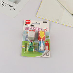 Yiwu market 4pcs traffic series <em>stationery</em> eraser set