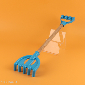 Wholesale wooden handle plastic sand rake outdoor sand <em>toy</em>