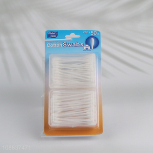 Hot selling 100 count plastic stick cotton swabs for makeup