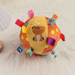 High quality soft stuffed <em>dog</em> toy ball with bell & straps