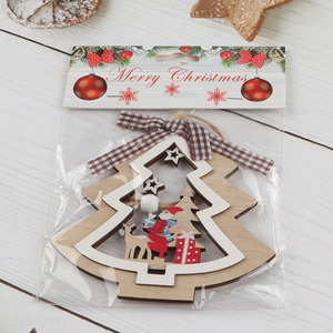 Yiwu Market Painted Wooden Christmas Tree Hanging Ornaments