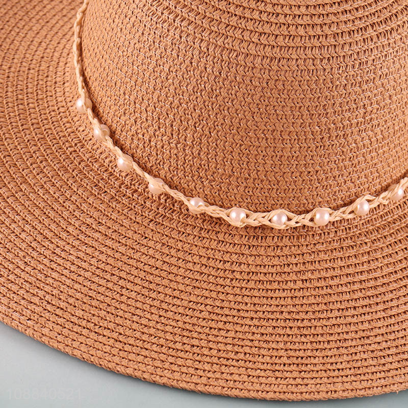 Hot selling women straw hat wide brim beach sun hat