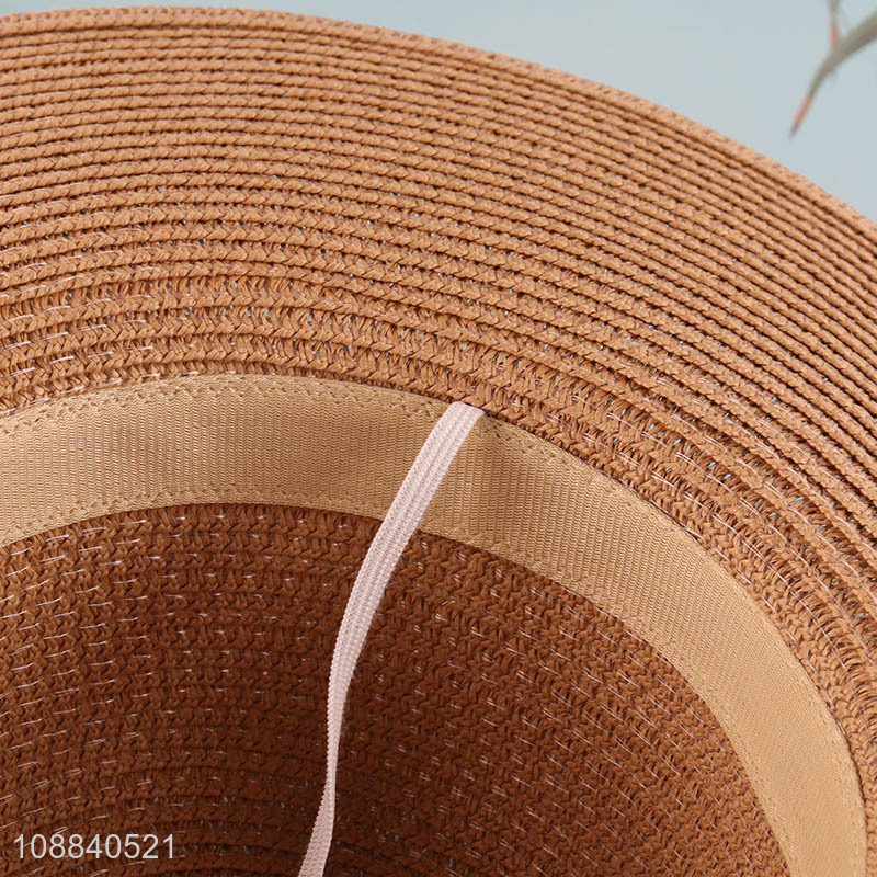 Hot selling women straw hat wide brim beach sun hat