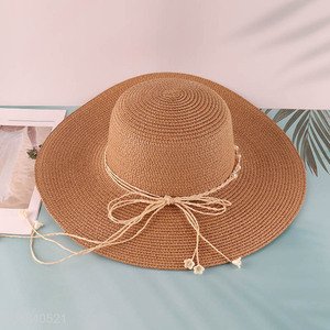 Hot selling women straw hat wide brim beach sun hat