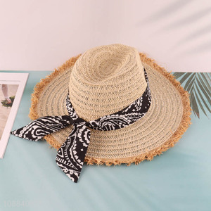 Factory price wide brimmed beach straw hat for women
