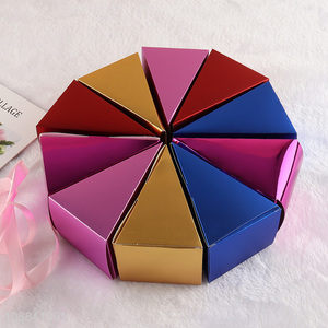 Wholesale 10pcs trianglular wedding candy box metallic cake box set