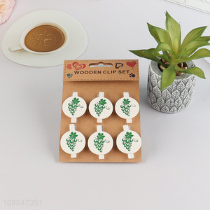 Latest products 6pcs round wooden clip photo clip set