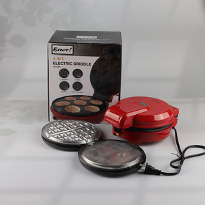 Hot selling home kitchen 4in1 electric griddle waffle maker