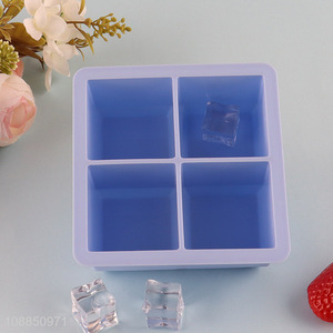 Good quality 4 grids food grade silicone ice molds ice cube tray