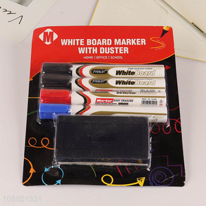 Good price 4pcs whiteboard markers with eraser for office school