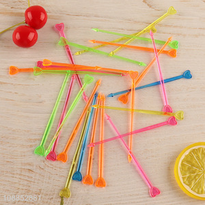 Wholesale 25pcs colorful disposable plastic fruit toothpicks fruit forks