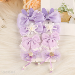 Factory supply 8pcs cute bowknot hairpins set for kids girls