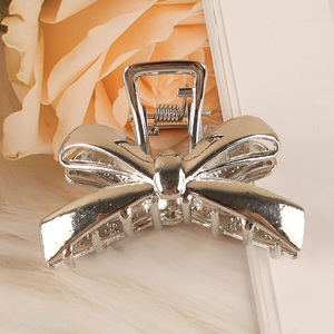 High quality silver bowknot <em>hair</em> claw <em>clips</em> metal <em>hair</em> <em>clips</em> for women