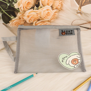 Hot selling clear mesh pencil bag pencil pouch for student exams