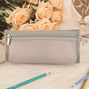 Wholesale clear mesh pencil bag exam  pencil pouch for students