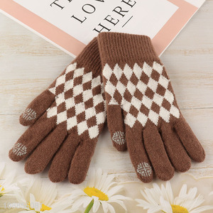 High quality unisex winter knit gloves touch screen cycling gloves