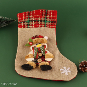 Wholesale Imitated Linen Christmas Stocking Party Decoration Xmas Gift Bag