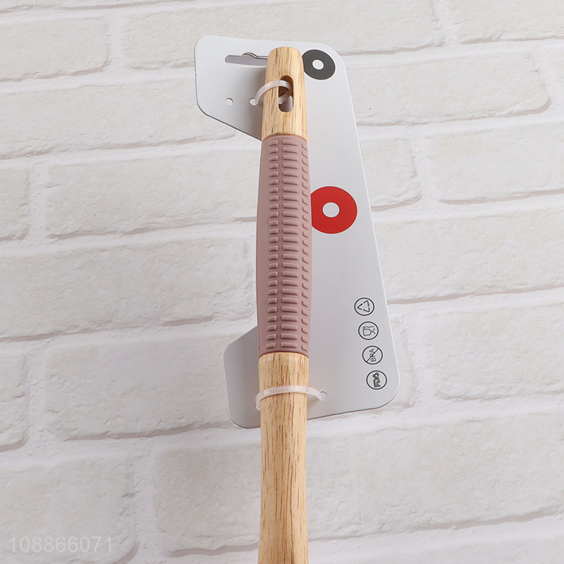 Good quality silicone nylon kitchen cooking ladle with wooden handle