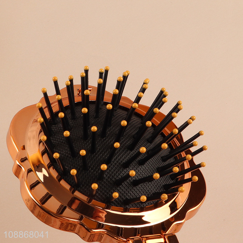 New product rose shape pocket mirror travel mirror brush for women