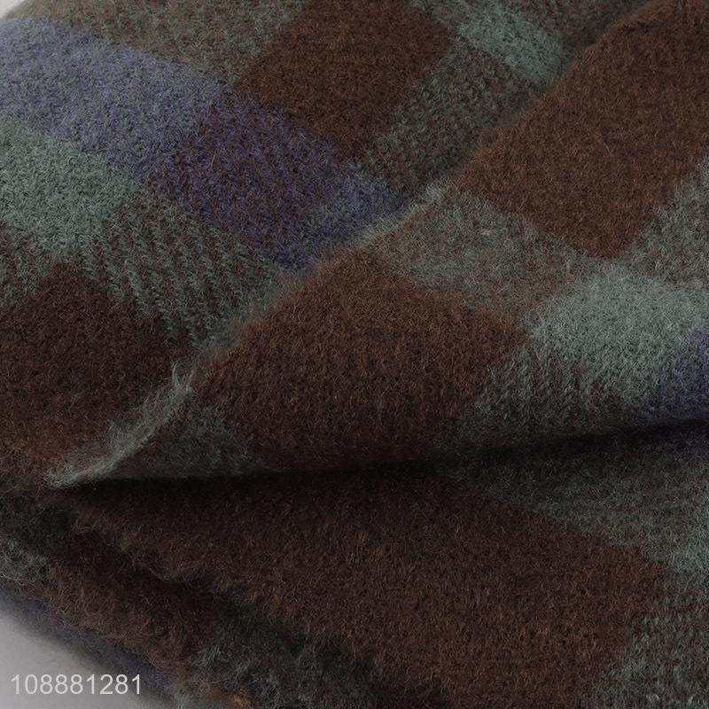 Best selling winter warm thick cashmere feel plaided scarf for women