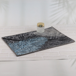 Factory Price Feather Pattern Bath Mat Non-slip Soft Absorbent Bathroom <em>Rug</em>