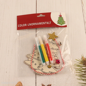 Factory Price DIY Coloring Wooden Christmas Tree <em>Pendants</em> for Party Decor