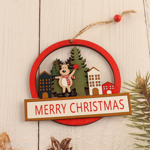 Factory Price Christmas Wooden Hollow Ornaments Painted Wooden <em>Pendants</em>