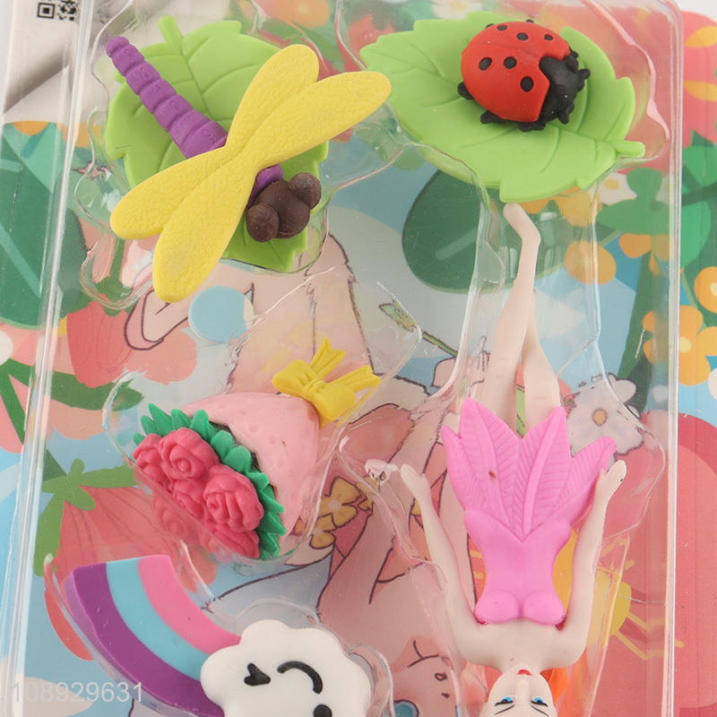 Hot items creative cartoon students stationery eraser set