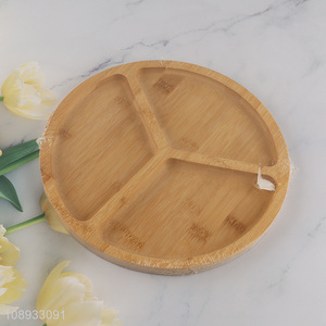 Hot selling 3compartment <em>bamboo</em> fruit <em>plate</em> snack <em>plate</em>