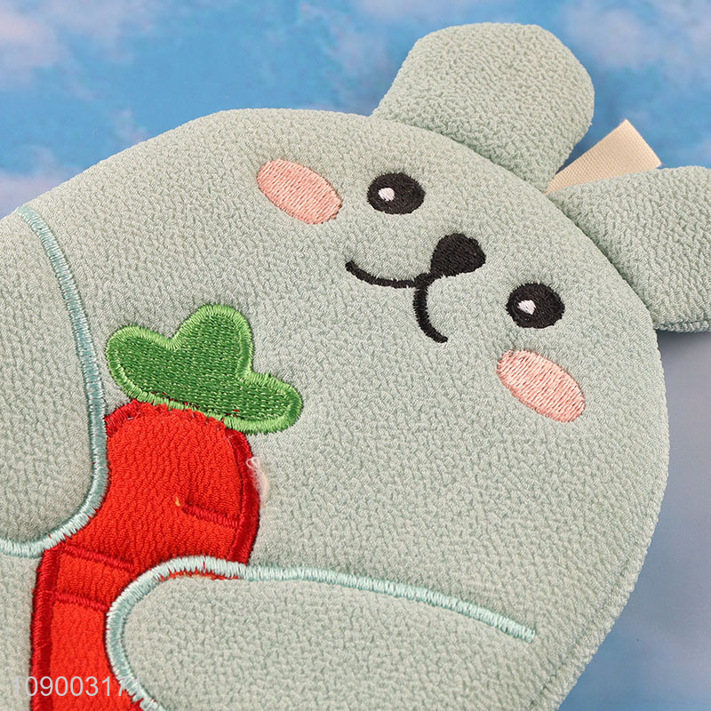 Factory Price Cartoon Bunny Exfoliating Bath Gloves Mitts for Kids
