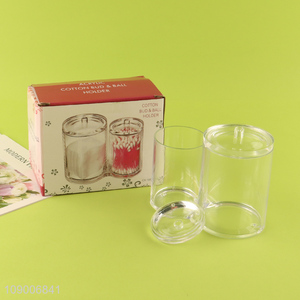 High Quality 2PCS Clear Acrylic Cotton Bud & Ball <em>Organizers</em> with Lid