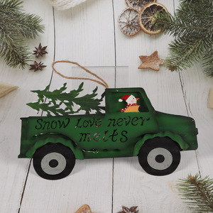 New Product Light Up Christmas Pickup Truck <em>Ornaments</em> Hanging <em>Metal</em> <em>Ornaments</em>