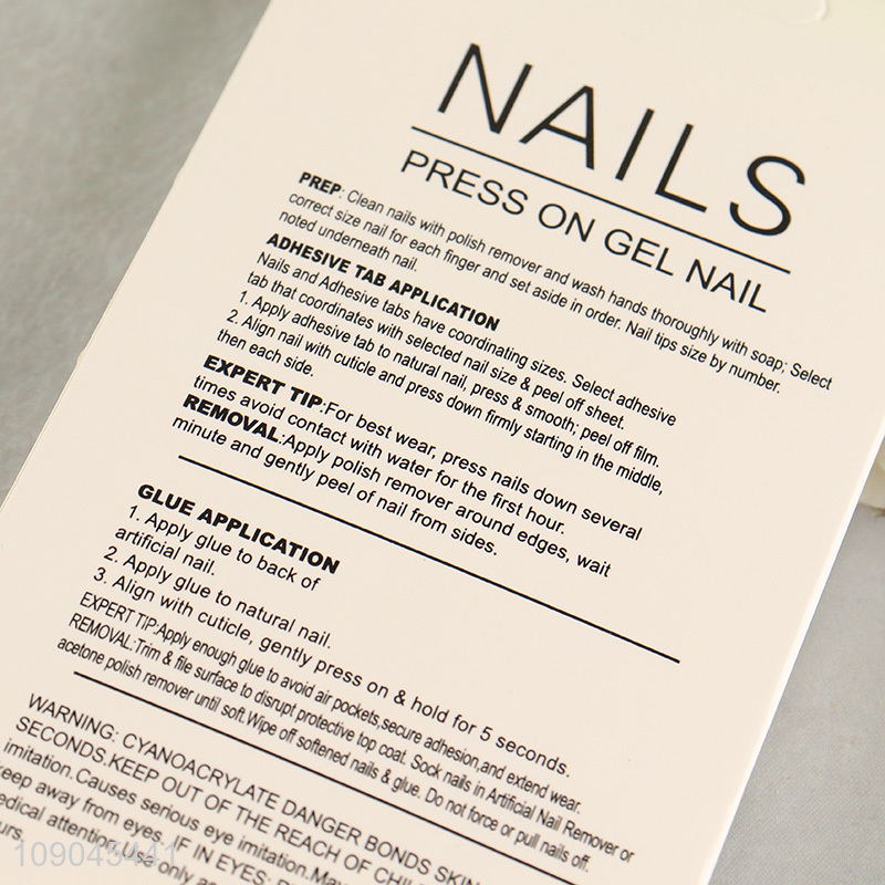 New product 12pcs natural women press-on gel nail fake nail set for sale