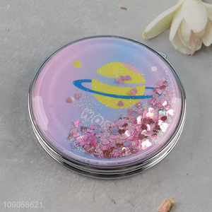 Best sale round portable makeup mirror double-sided pocket mirror
